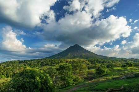 Costa Rica Clouds Mountain Volcano Blue Sky